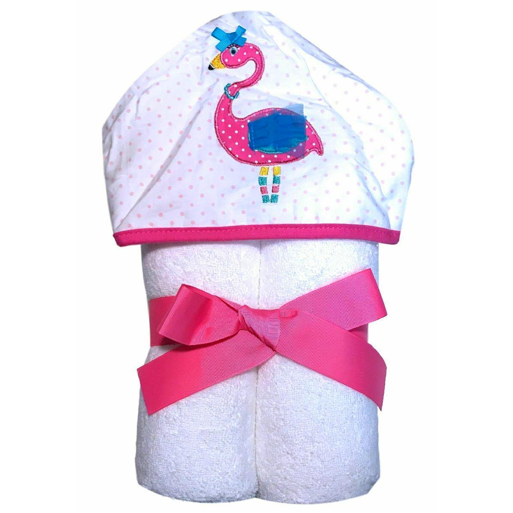Maison Chic Pink Flamingo Kids Hooded Cotton Towel Beach Bath Pool 28x52 Large
